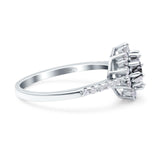 Floral Art Deco Round Natural Stone Ring