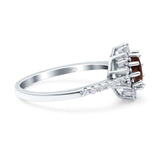 Floral Art Deco Round Natural Stone Ring