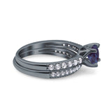 Two Piece Round Natural Stone Bridal Ring