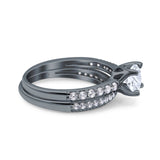 Two Piece Round Natural Stone Bridal Ring