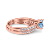 Two Piece Round Natural Stone Bridal Ring