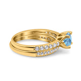 Two Piece Round Natural Stone Bridal Ring