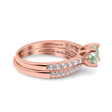 Two Piece Round Natural Stone Bridal Ring