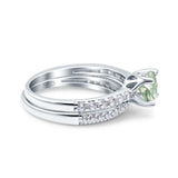 Two Piece Round Natural Stone Bridal Ring