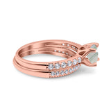 Two Piece Round Natural Stone Bridal Ring