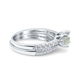 Two Piece Round Natural Stone Bridal Ring