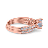 Two Piece Round Natural Stone Bridal Ring