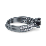 Two Piece Round Natural Stone Bridal Ring