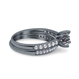 Two Piece Round Natural Stone Bridal Ring