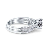 Two Piece Round Natural Stone Bridal Ring