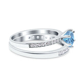 Art Deco Round Natural Stone Wedding Set Ring
