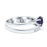 Two Piece Round Natural Stone Art Deco Ring