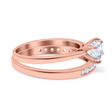 Two Piece Round Natural Stone Art Deco Ring