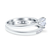 Two Piece Round Natural Stone Art Deco Ring