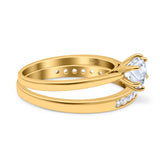 Two Piece Round Natural Stone Art Deco Ring