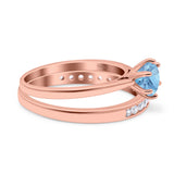 Two Piece Round Natural Stone Art Deco Ring