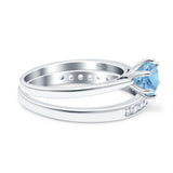 Two Piece Round Natural Stone Art Deco Ring