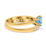 Two Piece Round Natural Stone Art Deco Ring