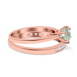 Two Piece Round Natural Stone Art Deco Ring