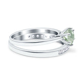 Two Piece Round Natural Stone Art Deco Ring