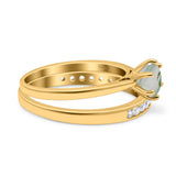 Two Piece Round Natural Stone Art Deco Ring