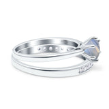 Two Piece Round Natural Stone Art Deco Ring
