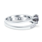 Two Piece Round Natural Stone Art Deco Ring