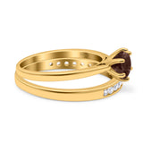 Two Piece Round Natural Stone Art Deco Ring
