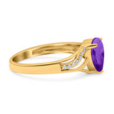 Art Deco Pear Teardrop Natural Stone Ring