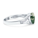 Art Deco Pear Teardrop Natural Stone Ring