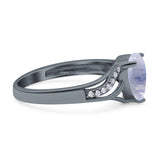 Art Deco Pear Teardrop Natural Stone Ring