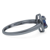 Oval Natural Stone Halo Wedding Ring