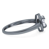 Oval Natural Stone Halo Wedding Ring