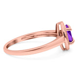 Oval Natural Stone Halo Wedding Ring
