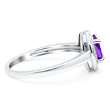 Oval Natural Stone Halo Wedding Ring