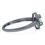 Oval Natural Stone Halo Wedding Ring