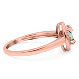 Oval Natural Stone Halo Wedding Ring
