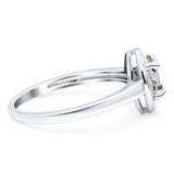 Oval Natural Stone Halo Wedding Ring