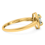 Oval Natural Stone Halo Wedding Ring