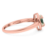 Oval Natural Stone Halo Wedding Ring