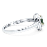 Oval Natural Stone Halo Wedding Ring