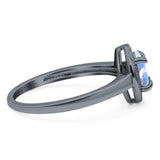 Oval Natural Stone Halo Wedding Ring