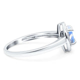 Oval Natural Stone Halo Wedding Ring