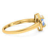 Oval Natural Stone Halo Wedding Ring
