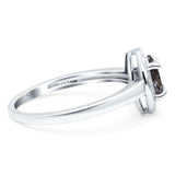 Oval Natural Stone Halo Wedding Ring