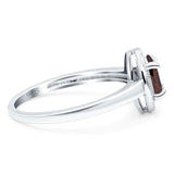 Oval Natural Stone Halo Wedding Ring