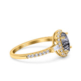 Vintage Style Oval Natural Stone Art Deco Ring