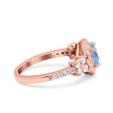 Vintage Style Round Natural Stone Floral Ring