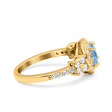 Vintage Style Round Natural Stone Floral Ring