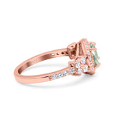 Vintage Style Round Natural Stone Floral Ring